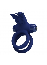 Синее эрекционное кольцо с вибростимуляцией клитора - Baile - в Воронеже купить с доставкой