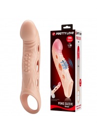 Телесная удлиняющая насадка с рельефом и вибрацией Brad - 21,3 см. - Baile - в Воронеже купить с доставкой