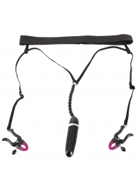 Женские вибростринги с зажимами для половых губ Spreader String with Vibrator - Orion - купить с доставкой в Воронеже