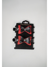 Черно-красные кожаные наручники с бантиками - Crazy Handmade - купить с доставкой в Воронеже