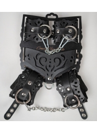 Черный ажурный кожаный набор фиксаций - Crazy Handmade - купить с доставкой в Воронеже