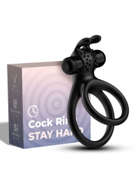 Черное эрекционное виброкольцо с подхватом мошонки Stay Hard - Boys of Toys - в Воронеже купить с доставкой