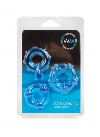 Набор из 3 синих эрекционных колец с различным рельефом - Erowoman-Eroman - в Воронеже купить с доставкой