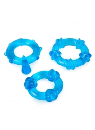 Набор из 3 синих эрекционных колец с различным рельефом - Erowoman-Eroman - в Воронеже купить с доставкой