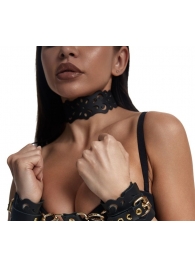 Черный ажурный чокер с золотистой фурнитурой - Crazy Handmade - купить с доставкой в Воронеже