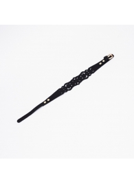 Черный ажурный чокер с золотистой фурнитурой - Crazy Handmade - купить с доставкой в Воронеже