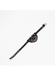 Черный чокер с клепками и золотистой фурнитурой - Crazy Handmade - купить с доставкой в Воронеже