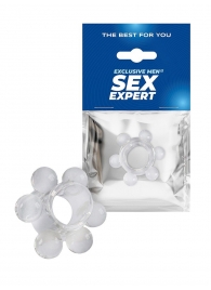 Прозрачное эрекционное кольцо с 6 стимулирующими шариками - Sex Expert - в Воронеже купить с доставкой