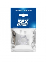 Прозрачное эрекционное кольцо с шариками и шипами - Sex Expert - в Воронеже купить с доставкой