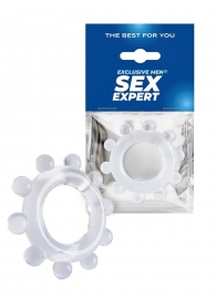 Прозрачное эрекционное кольцо со стимулирующими шариками - Sex Expert - в Воронеже купить с доставкой