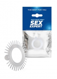 Эластичное эрекционное кольцо с шипиками и шариком - Sex Expert - в Воронеже купить с доставкой