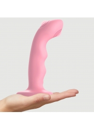 Розовая насадка-стимулятор Strap-On-Me Tapping Dildo Wave - Strap-on-me - купить с доставкой в Воронеже