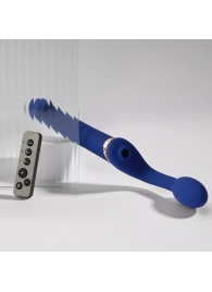 Синий безремневой страпон Multi Orgasm Bendable Strap-On size L с клиторальной стимуляцией - Strap-on-me - купить с доставкой в Воронеже