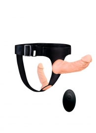 Женский страпон с 2 насадками, вибрацией и пультом ДУ - Erowoman-Eroman - купить с доставкой в Воронеже