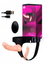 Женский страпон с 2 насадками, вибрацией и пультом ДУ - Erowoman-Eroman - купить с доставкой в Воронеже