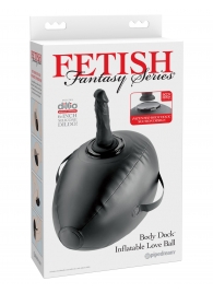 Черный надувной мяч с платформой для фиксации дилдо Body Dock Inflatable Love Ball - Pipedream - купить с доставкой в Воронеже