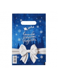 Сине-белый подарочный новогодний пакет с вырубной ручкой (20х30 см) - Сима-Ленд - купить с доставкой в Воронеже