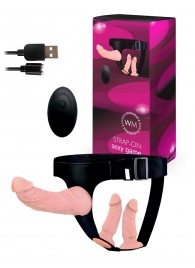 Женский страпон с 3 насадками и вибрацией - Erowoman-Eroman - купить с доставкой в Воронеже