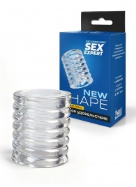Прозрачная сквозная насадка на пенис с ребрышками - Sex Expert - в Воронеже купить с доставкой