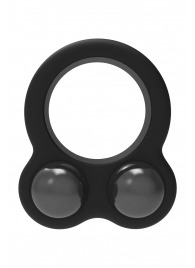 Черное эрекционное кольцо с утяжелителями Cockring Dual Weight - Dream Toys - в Воронеже купить с доставкой