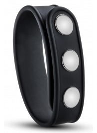 Черное эрекционное кольцо на кнопках - Blush Novelties - в Воронеже купить с доставкой