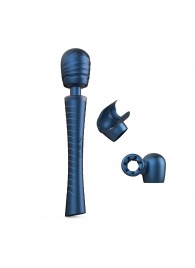 Синий вибромассажёр с насадками Man.wand Edgy - Manwan - в Воронеже купить с доставкой