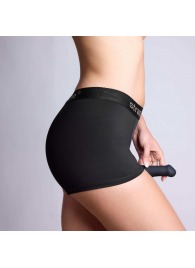 Черные трусики-боксеры для фиксации насадок Strap-on-me Harness Lingerie Allure - size M - Strap-on-me - купить с доставкой в Воронеже