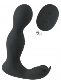 Черная анальная пробка с вибрацией, вращением и пультом ДУ RC Butt Plug with 2 Functions - Orion - в Воронеже купить с доставкой