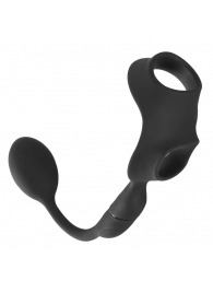 Черное виброкольцо с анальной пробкой Cock Ring with RC Butt Plug - Orion - в Воронеже купить с доставкой
