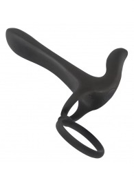 Черная насадка на член с вибрацией Couple’s Vibrator - Orion - в Воронеже купить с доставкой