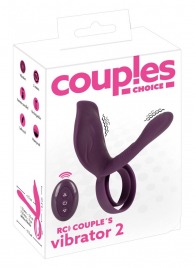 Фиолетовая насадка на член с клиторальным отростком и пультом ДУ RC Couple’s Vibrator 2 - Orion - в Воронеже купить с доставкой