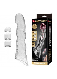 Прозрачный фаллоудлинитель с 3 вставками - 28 см. - Baile - в Воронеже купить с доставкой