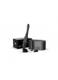 Черная секс-машина с функцией нагрева, насадками и присоской Sesh - Zalo - купить с доставкой в Воронеже