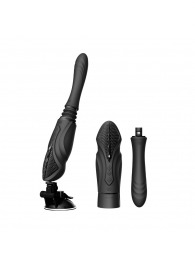 Черная секс-машина с функцией нагрева, насадками и присоской Sesh - Zalo - купить с доставкой в Воронеже