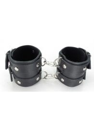 Черные кожаные оковы с двумя пряжками - БДСМ Арсенал - купить с доставкой в Воронеже