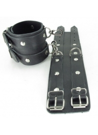 Черные кожаные оковы с двумя пряжками - БДСМ Арсенал - купить с доставкой в Воронеже