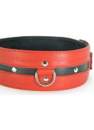 Черно-красный кожаный ошейник увеличенного размера - БДСМ Арсенал - купить с доставкой в Воронеже