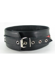 Черно-красный кожаный ошейник увеличенного размера с кольцом - БДСМ Арсенал - купить с доставкой в Воронеже