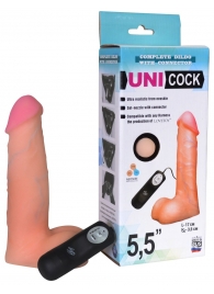 Фаллическая насадка Харнесс UNICOCK 5,5  с вибрацией - 17 см. - LOVETOY (А-Полимер) - купить с доставкой в Воронеже