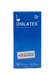 Классические презервативы Unilatex Natural Plain - 12 шт. + 3 шт. в подарок - Unilatex - купить с доставкой в Воронеже
