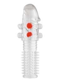 Гелевая прозрачная насадка с шариками и шипами - 14 см. - Toyfa Basic - в Воронеже купить с доставкой