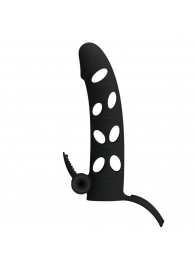 Чёрная закрытая насадка на пенис с вибрацией - 15,2 см. - Baile - в Воронеже купить с доставкой