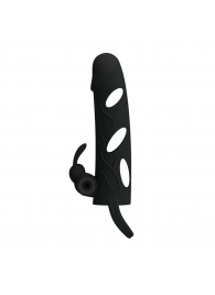 Чёрная насадка с клиторальным вибростимулятором и закрытой головкой - 14 см. - Baile - в Воронеже купить с доставкой