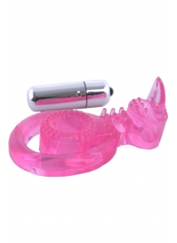 Розовая вибронасадка со стимулятор клитора   Язычок - Toyfa Basic - в Воронеже купить с доставкой