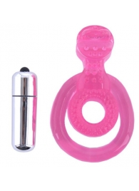 Розовая вибронасадка со стимулятор клитора   Язычок - Toyfa Basic - в Воронеже купить с доставкой