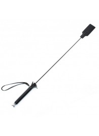 Чёрный кожаный стек с прямоугольным наконечником - 66 см. - БДСМ Арсенал - купить с доставкой в Воронеже