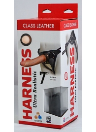 Насадка-фаллоимитатор на кожаных трусиках Harness Ultra Realistic 7  - 18 см. - LOVETOY (А-Полимер) - купить с доставкой в Воронеже