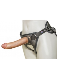 Насадка-фаллоимитатор на кожаных трусиках Harness Ultra Realistic 7  - 18 см. - LOVETOY (А-Полимер) - купить с доставкой в Воронеже