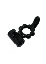 Чёрное эрекционное виброкольцо с щеточкой - Baile - в Воронеже купить с доставкой