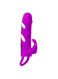 Лиловая вибронасадка на пенис с подхватом мошонки - Baile - в Воронеже купить с доставкой